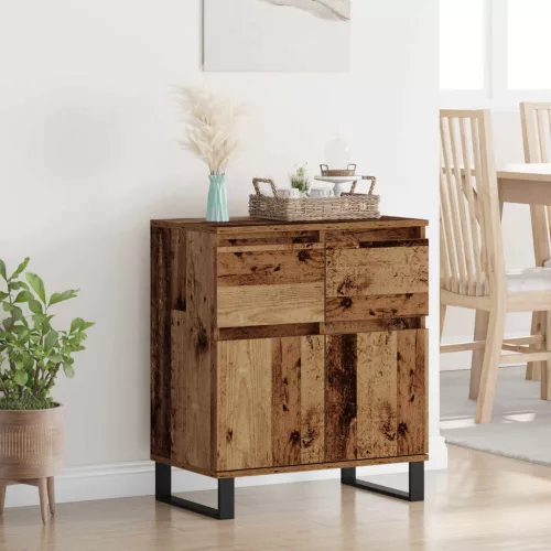 vidaXL Széf fiókkal Öreg fa 60 x 35 x 70 cm Műszaki fa és vas