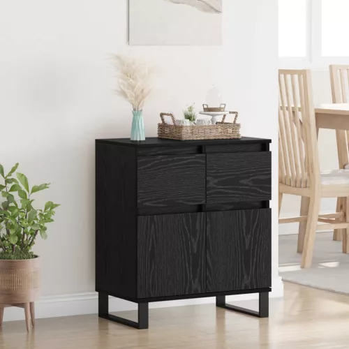 vidaXL Széf fiókkal Fekete tölgy 60 x 35 x 70 cm Műszaki fa és vas
