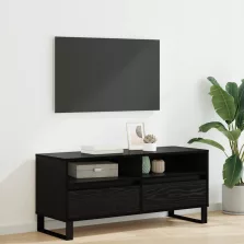   vidaXL TV szekrény Fekete tölgy 100 x 34,5 x 44,5 cm Műszaki fa és vas
