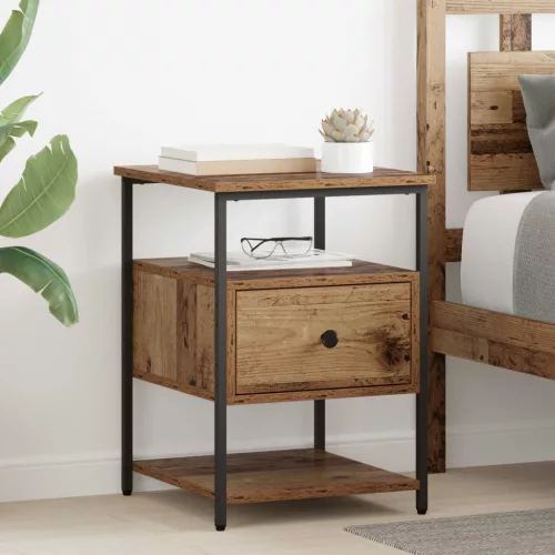 vidaXL Éjjeliszekrény fiókkal 2 pcs Öreg fa 40 x 42 x 56 cm Faanyag