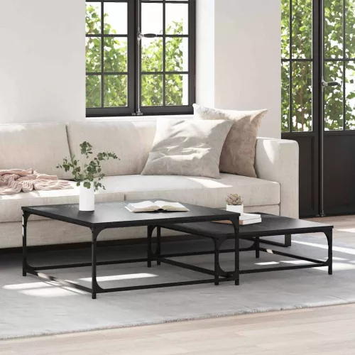 vidaXL Fészkelt Kávézó Asztal 2 pcs Musta tammi 80 x 8035 x cm Faanyag