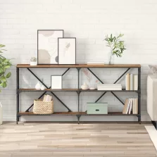   vidaXL Konzolasztal polcokkal Öreg fa 160 x 30 x 75 cm Faanyag