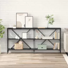   vidaXL Konzolasztal polcokkal Fekete tölgy 160 x 30 x 75 cm Faanyag
