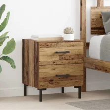   vidaXL Éjjeliszekrény fiókkal 2 pcs Öreg fa 40 x 35 x 47,5 cm Faanyag