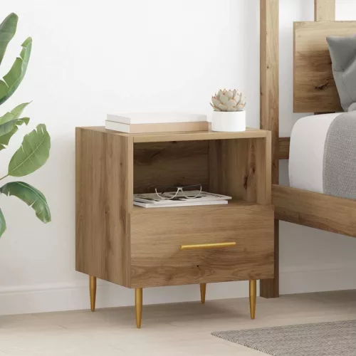 vidaXL Éjjeli asztal fiókkal 2 pcs Barna 40 x 35 x 47,5 cm Faanyag