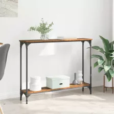   vidaXL Konzolasztal polcokkal Öreg fa 100 x 22,5 x 75 cm Faanyag