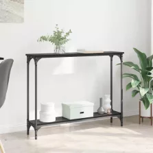   vidaXL Konzolasztal polcokkal Fekete tölgy 100 x 22,5 x 75 cm Faanyag