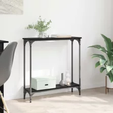   vidaXL Konzolasztal polcokkal Fekete tölgy 75 x 22,5 x 75 cm Faanyag