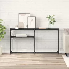 vidaXL Konzolasztal Fekete tölgy 146 x 22,5 x 75 cm Faanyag