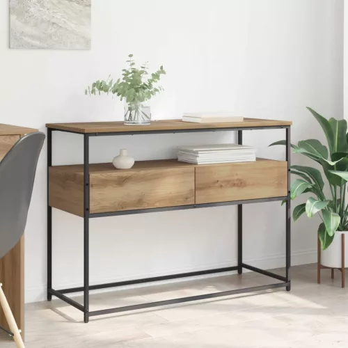 vidaXL Konzolasztal fiókkal Artisan tölgy 100 x 40 x 75 cm Faanyag