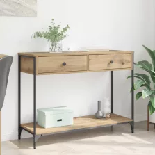  vidaXL Konzolasztal fiókkal Artisan tölgy 100 x 34,5 x 75 cm Faanyag