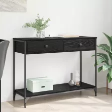   vidaXL Konzolasztal fiókkal Fekete tölgy 100 x 34,5 x 75 cm Faanyag