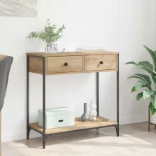   vidaXL Konzolasztal fiókkal Artisan tölgy 75 x 34,5 x 75 cm Faanyag