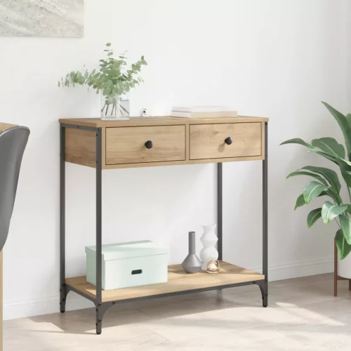 vidaXL Konzolasztal fiókkal Artisan tölgy 75 x 34,5 x 75 cm Faanyag