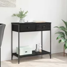   vidaXL Konzolasztal fiókkal Fekete tölgy 75 x 34,5 x 75 cm Faanyag