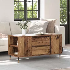   vidaXL Dohányzóasztal fiókkal Öreg fa 102 x 44,5 x 50 cm Faanyag