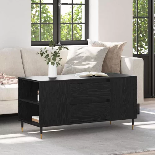 vidaXL Dohányzóasztal fiókkal Fekete tölgy 102 x 44,5 x 50 cm Faanyag