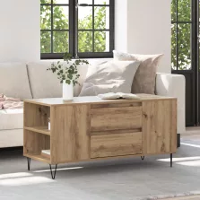   vidaXL Dohányzóasztal fiókkal Artisan tölgy 102 x 44,5 x 50 cm Faanyag