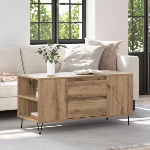 vidaXL Dohányzóasztal fiókkal Artisan tölgy 102 x 44,5 x 50 cm Faanyag