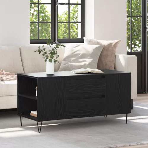 vidaXL Dohányzóasztal fiókkal Fekete tölgy 102 x 44,5 x 50 cm Faanyag