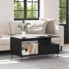   vidaXL Dohányzóasztal fiókkal Fekete tölgy 90 x 49 x 45 cm Faanyag