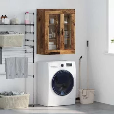   vidaXL Fali szekrény Öreg fa 69,5 x 34 x 90 cm Műanyag Fa és Üveg