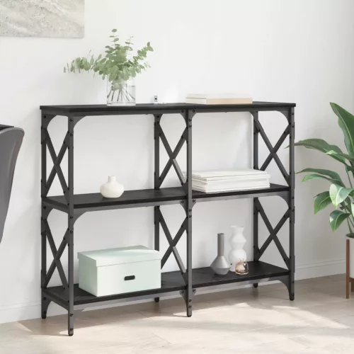 vidaXL Konzolasztal Fekete tölgy 100 x 28 x 80,5 cm Faanyag