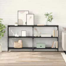 vidaXL Konzolasztal Fekete tölgy 156 x 28 x 80,5 cm Faanyag