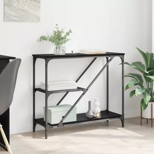 vidaXL Konzolasztal Fekete tölgy 88,5 x 30 x 75 cm Faanyag