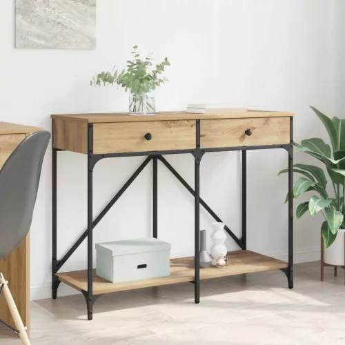 vidaXL Konzolasztal fiókkal Artisan tölgy 100 x 39 x 78,5 cm Faanyag