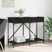   vidaXL Konzolasztal fiókkal Fekete tölgy 100 x 39 x 78,5 cm Faanyag