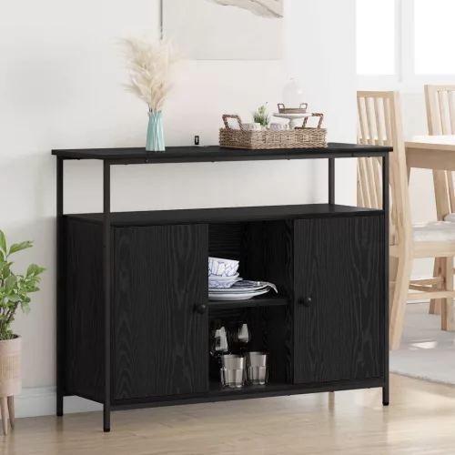 vidaXL Széf Fekete tölgy 100 x 35 x 80 cm Faanyag