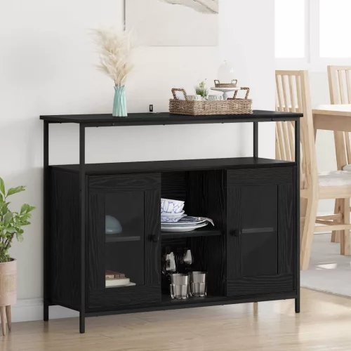 vidaXL Széf Fekete tölgy 100 x 35 x 80 cm Faanyag