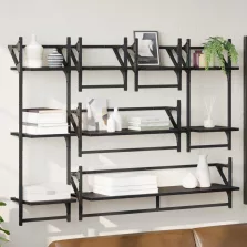   vidaXL Fali polc készlet 6 pcs Fekete tölgy 100 x 25 x 30 cm Faanyag