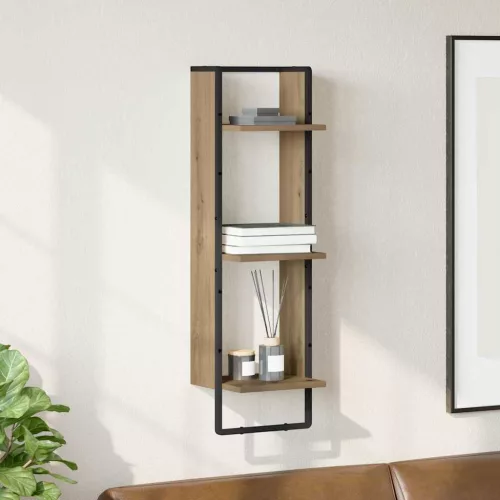 vidaXL Falpolc polcokkal Artisan tölgy 30 x 25 x 100 cm Faanyag