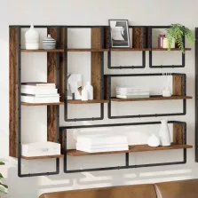   vidaXL Fali polc készlet 6 pcs Öreg fa 100 x 25 x 30 cm Faanyag