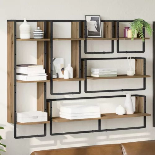 vidaXL Fali polc készlet 6 pcs Artisan tölgy 100 x 25 x 30 cm Faanyag