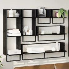   vidaXL Fali polc készlet 6 pcs Fekete tölgy 100 x 25 x 30 cm Faanyag