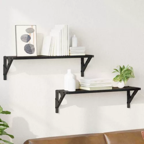 vidaXL Falpolcok 2 pcs Fekete tölgy 60 x 15 x 15,5 cm Faanyag