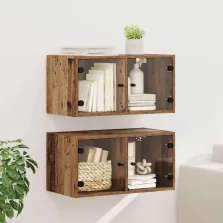   vidaXL Fali Szekrények 2 pcs Öreg fa 68 x 37 x 35 cm Faanyag