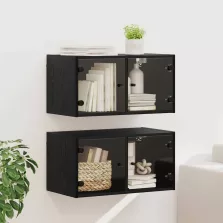   vidaXL Fali Szekrények 2 pcs Fekete tölgy 68 x 37 x 35 cm Faanyag