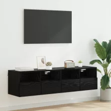   vidaXL TV Fali Szekrények 2 pcs Fekete tölgy 60 x 30 x 30 cm Faanyag