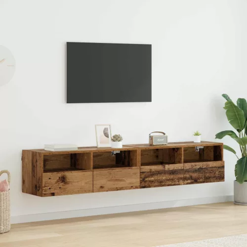 vidaXL TV Fali Szekrények 2 pcs Öreg fa 80 x 30 x 30 cm Faanyag