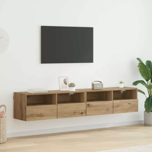 vidaXL TV Fali Szekrények 2 pcs Artisan tölgy 80 x 30 x 30 cm Faanyag