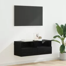   vidaXL TV Fali Szekrény Fekete tölgy 80 x 30 x 30 cm Faanyag