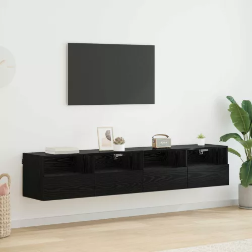 vidaXL TV Fali Szekrények 2 pcs Fekete tölgy 80 x 30 x 30 cm Faanyag