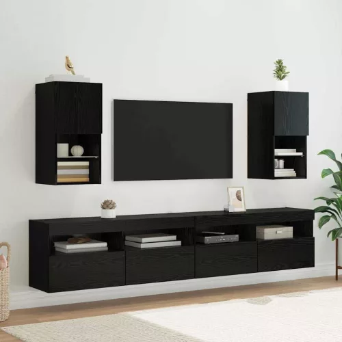 vidaXL Fali TV szekrények 2 pcs Fekete tölgy 30,5 x 30 x 60 cm Faanyag