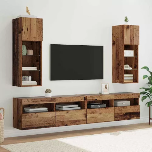 vidaXL Fali TV szekrények 2 pcs Öreg fa 30,5 x 30 x 90 cm Faanyag