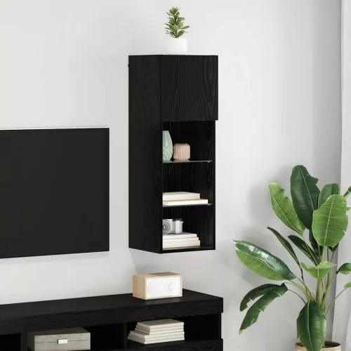 vidaXL Falsítható TV Szekrény Fekete tölgy 30,5 x 30 x 90 cm Faanyag