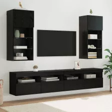   vidaXL Fali TV szekrények 2 pcs Fekete tölgy 40,5 x 30 x 90 cm Faanyag